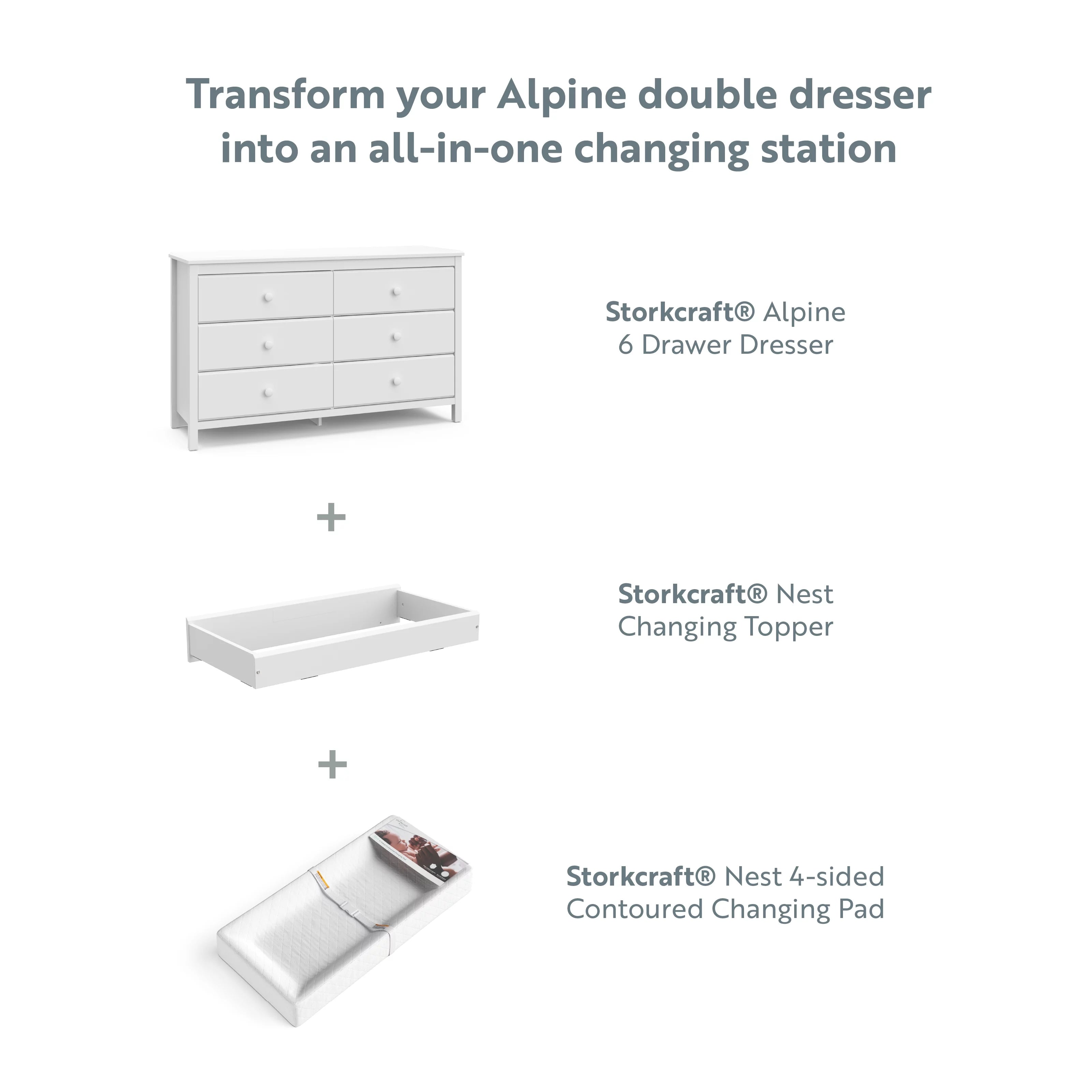 6 Drawer Kids Double Dresser, White T43969
