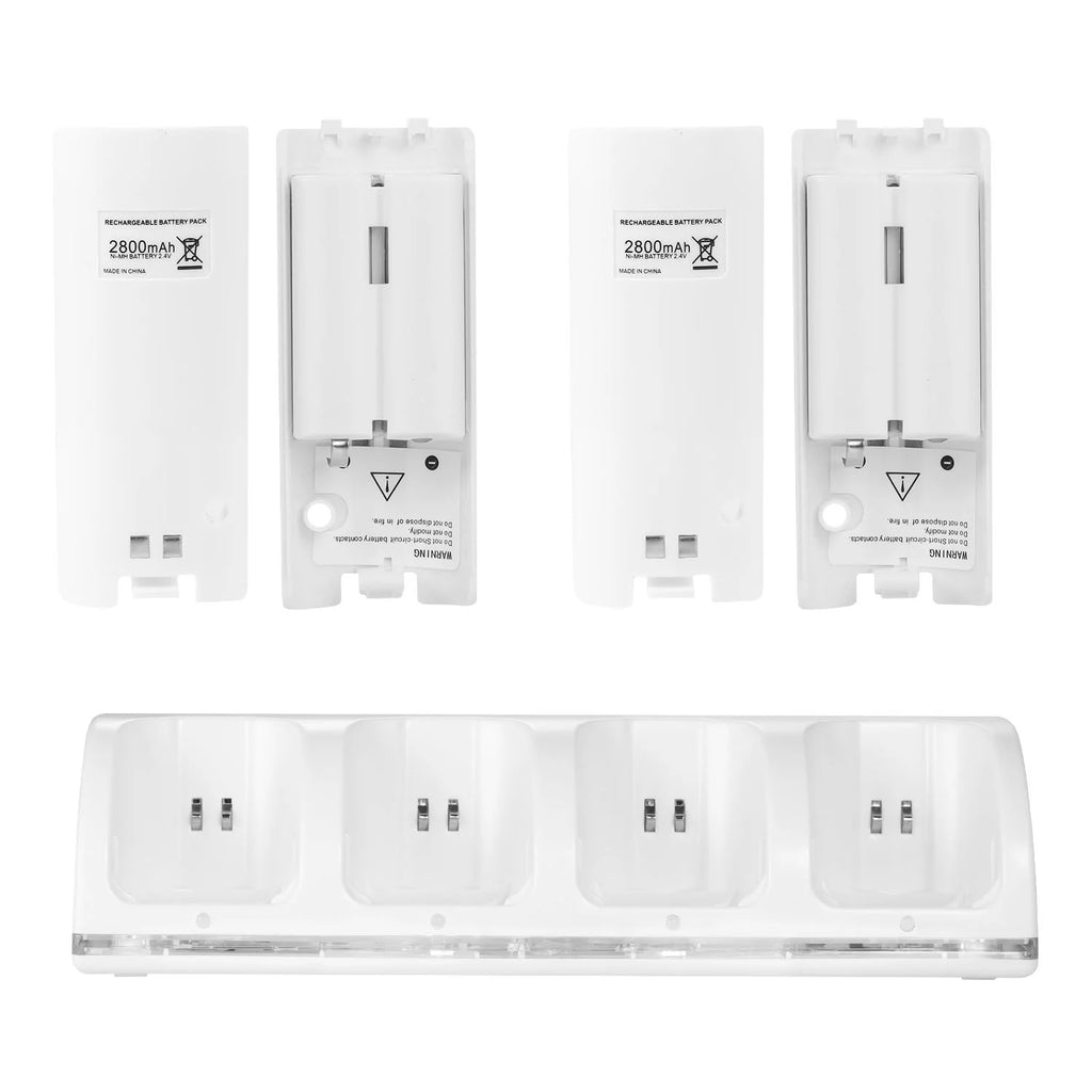 4 Remotes Charging Dock Game Controller Charger for Wii White G769617