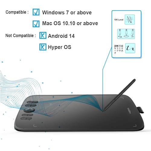 Graphics Drawing Tablet 10x6 Inch with 8 Hot Keys and Battery-Free Stylus C932935