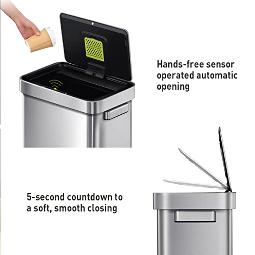 Touchless Motion Sensor Trash Can, 13.2 Gallon, Brushed Stainless Steel A497976