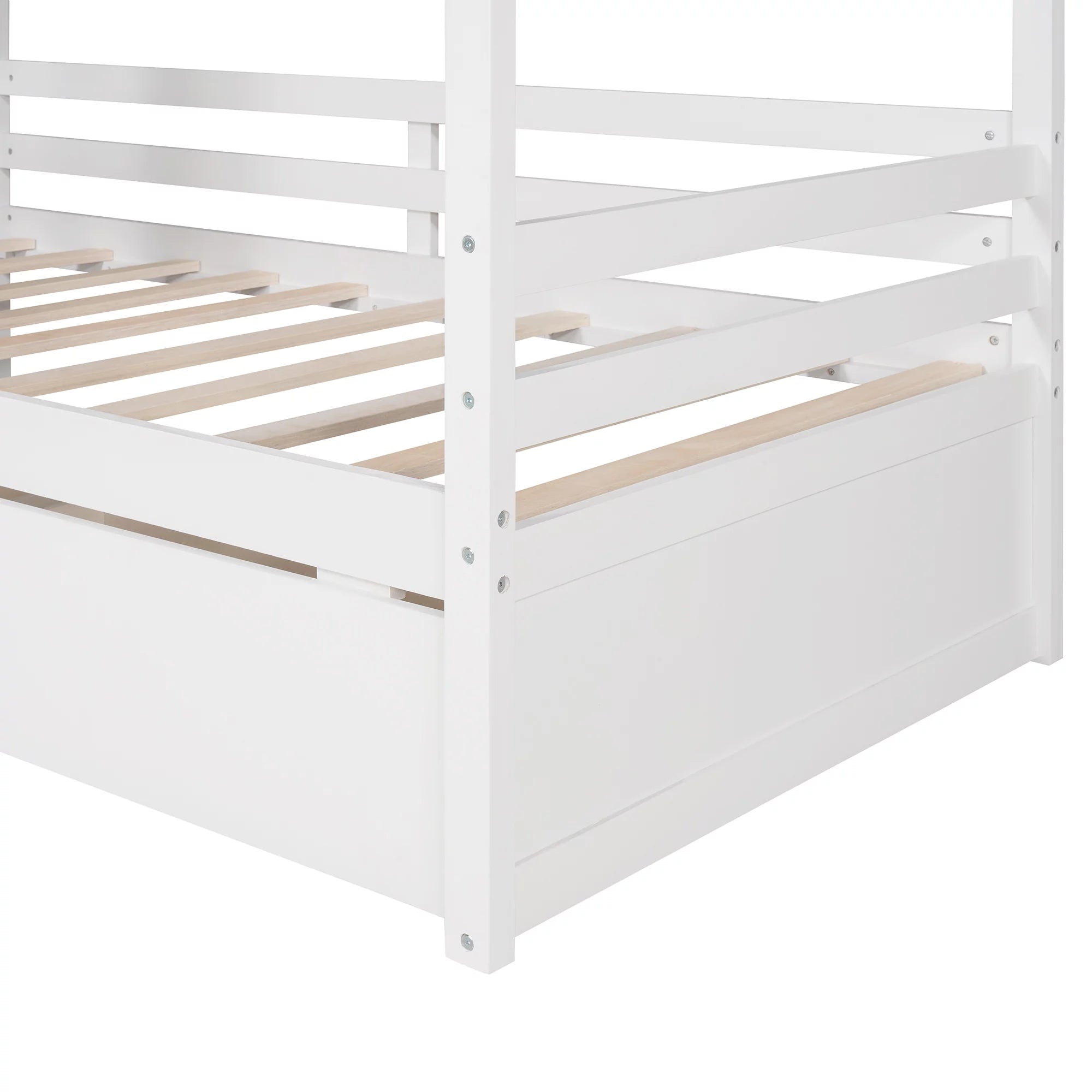 Twin Size House Bed with Drawers and Guard Rails O549