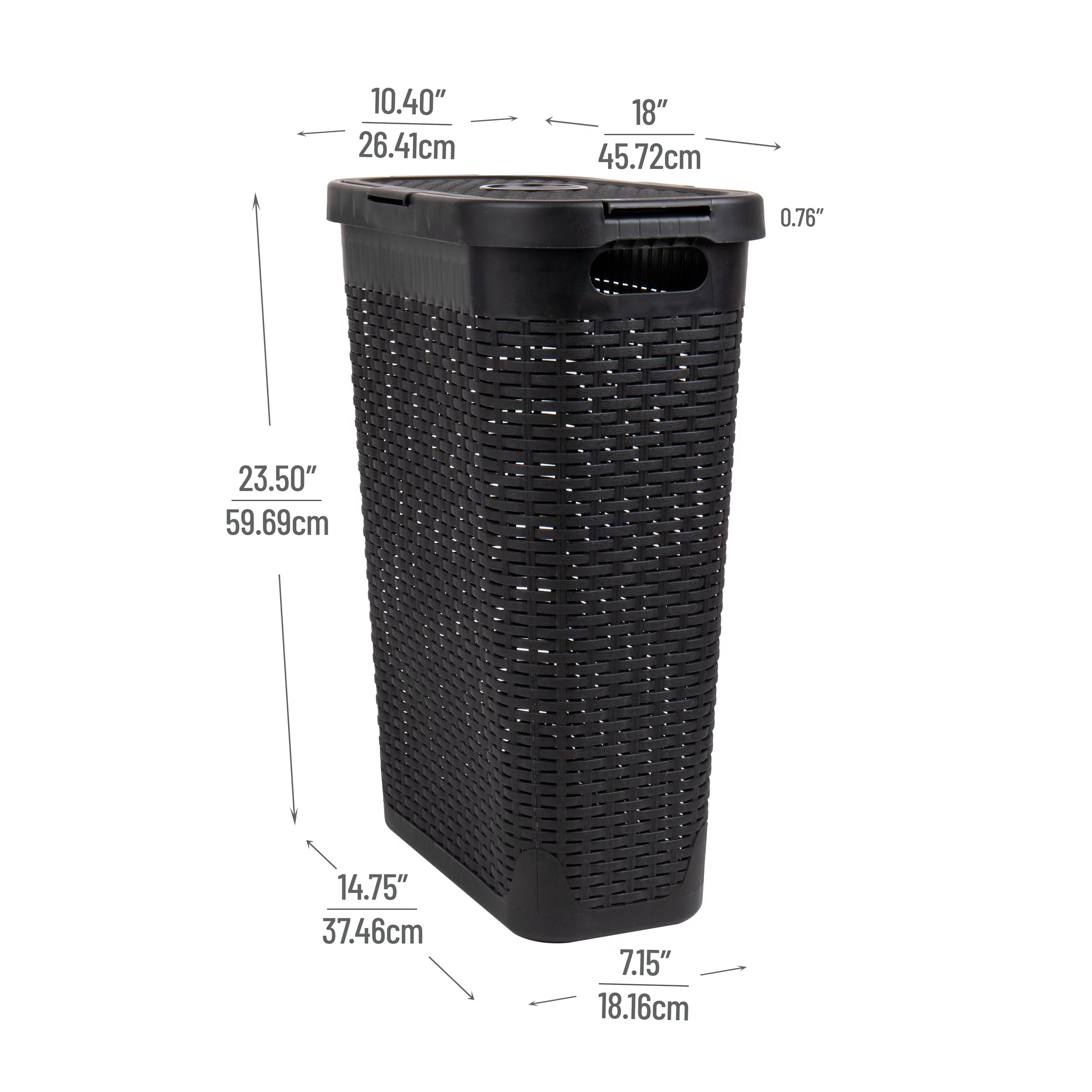 Slim Laundry Hamper with Lid, Wicker Design, Set of 2 L9373