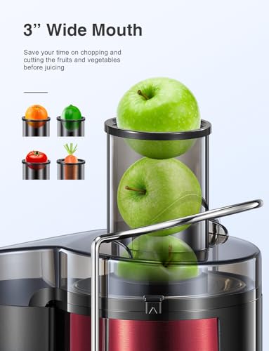 Juicer Machine, 800W Centrifugal Extractor with Wide Mouth Feed Chute, Stainless Steel, BPA-free Y425329
