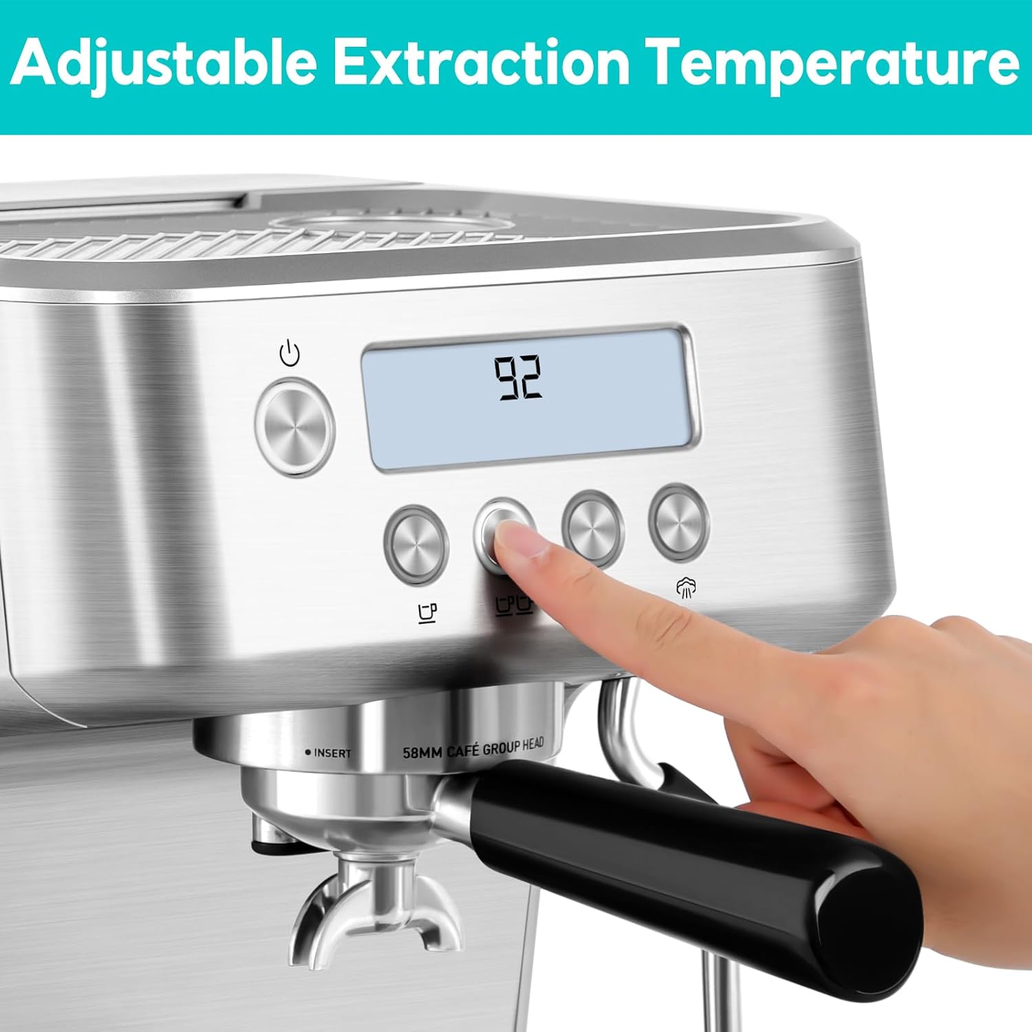 Espresso Machine with LCD Display, Milk Frother Steam Wand M22602