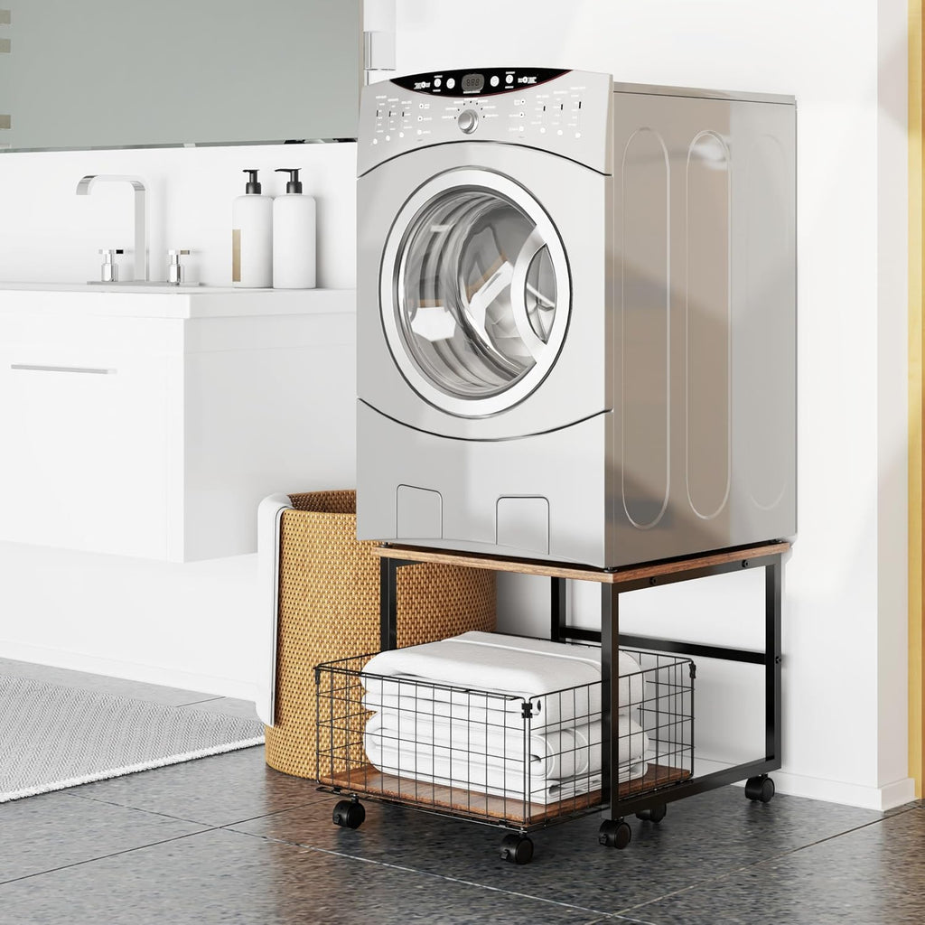 Mini Fridge Stand with Storage, 4 Lockable Wheels F67760