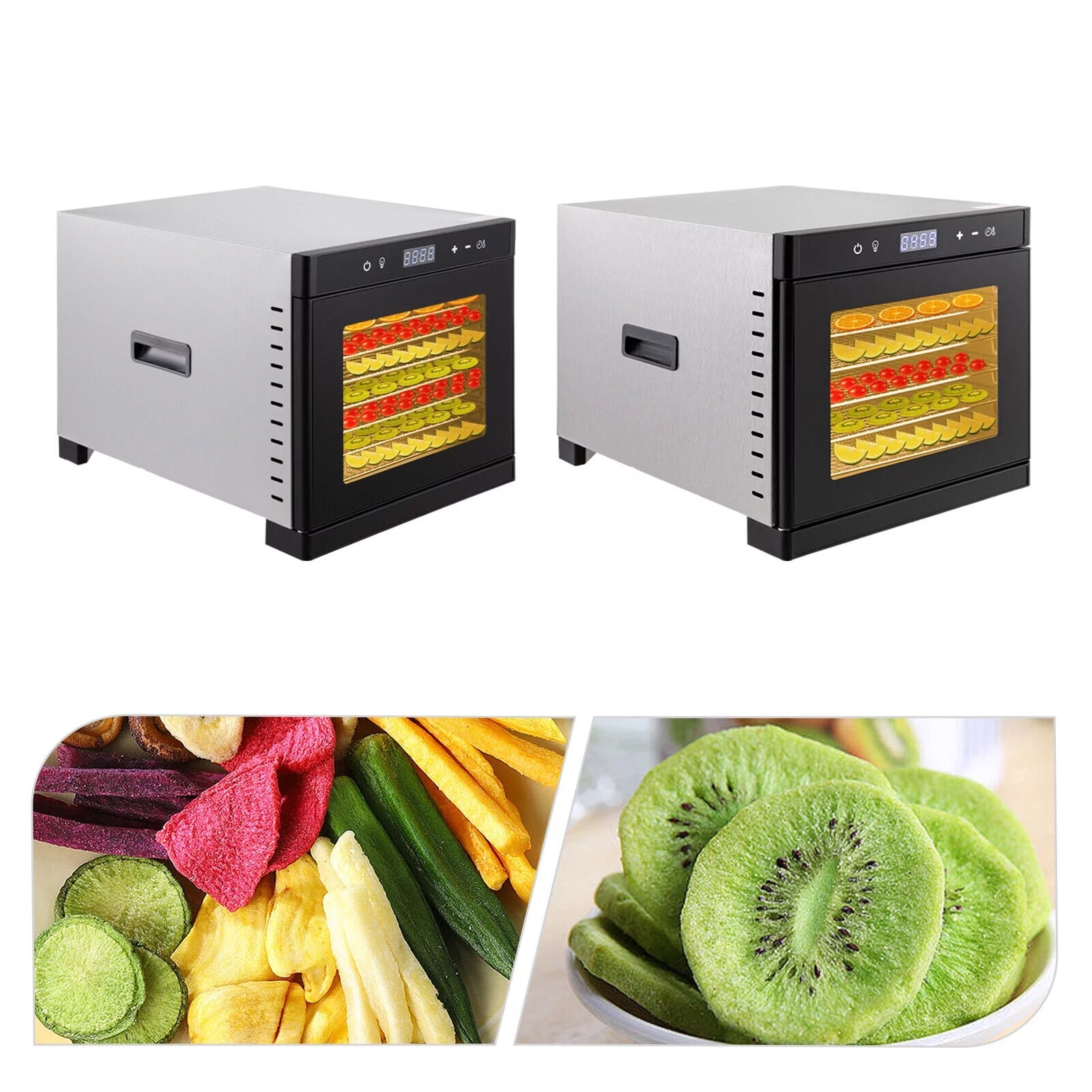 6/8 Tray Food Dehydrator Stainless Steel Meat Fruit Vegetable Dryer T69795