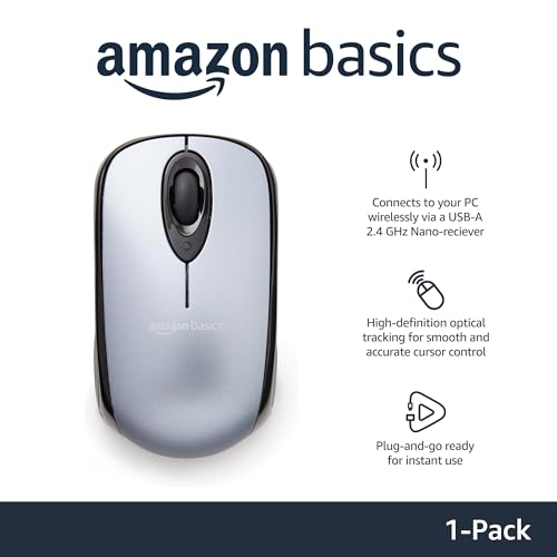 Wireless Optical Computer Mouse with USB Nano Receiver, Black P88471
