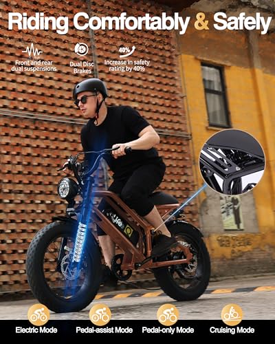Electric Bike for Adults 1500W Peak Motor 20" Fat Tires 28MPH Removable Battery Dual Suspension 7-Speed M72522