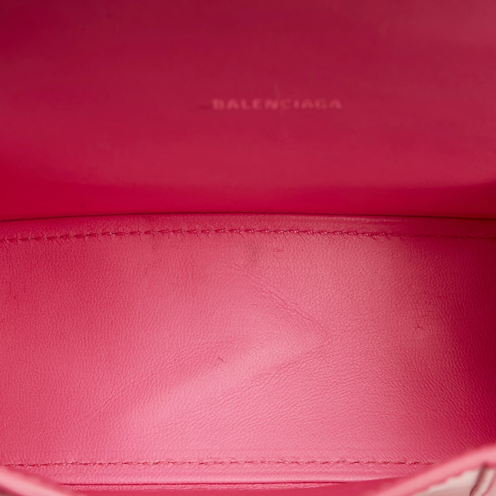 Pre-Owned Hourglass XS Calf Leather Pink Satchel P457642