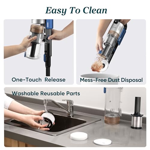Cordless Stick Vacuum Cleaner with Tangle-Resistant Design, 50-Minute Runtime T113949
