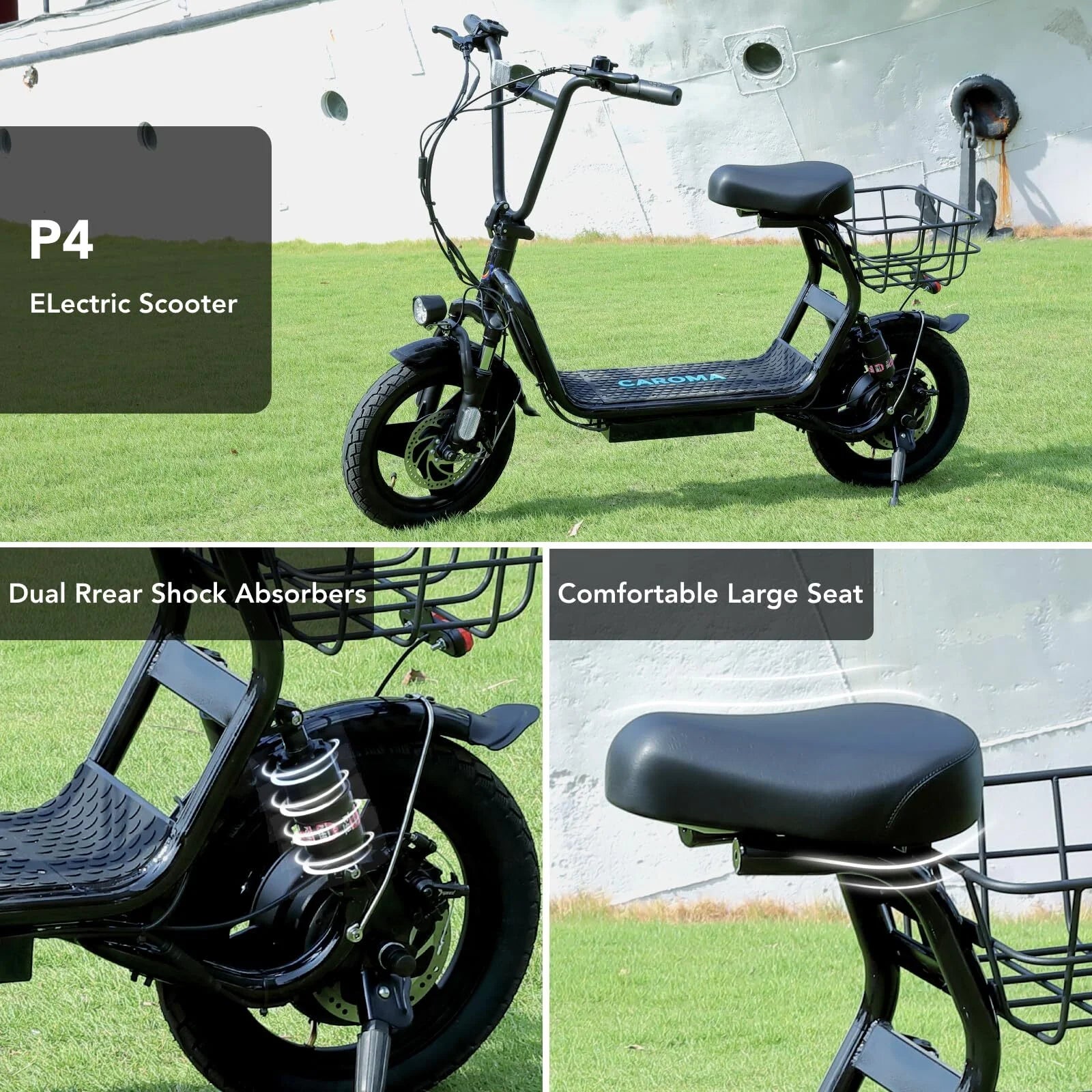 Electric Scooter with Seat, 14" Off-road Tires, 20 MPH Max, Folding I9003