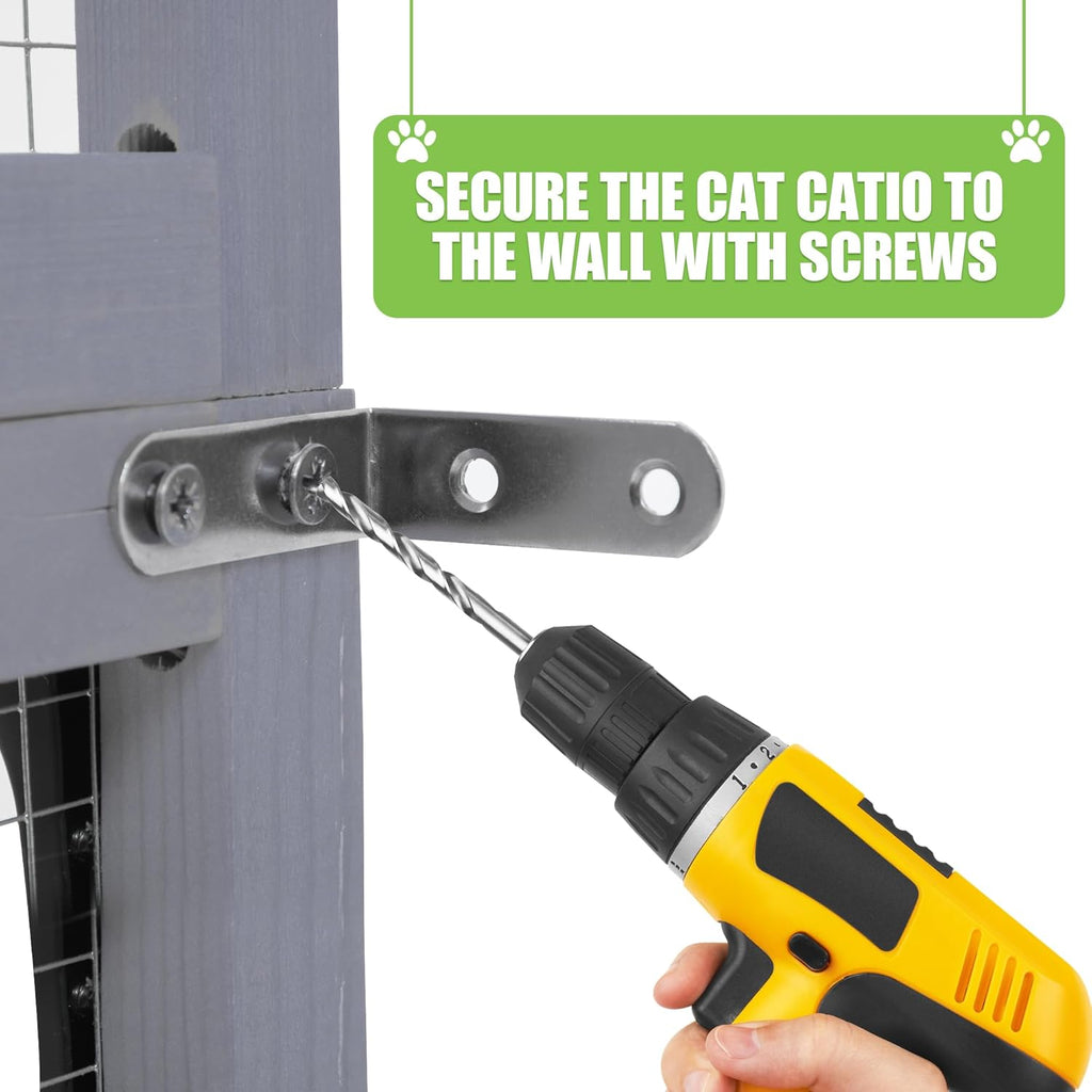 Outdoor Cat Enclosure with Weather Protection Roof, Grey M614
