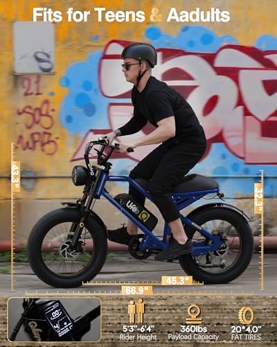 Electric Bike for Adults 1500W Peak Motor 20" Fat Tires 28MPH Removable Battery Dual Suspension 7-Speed M72522