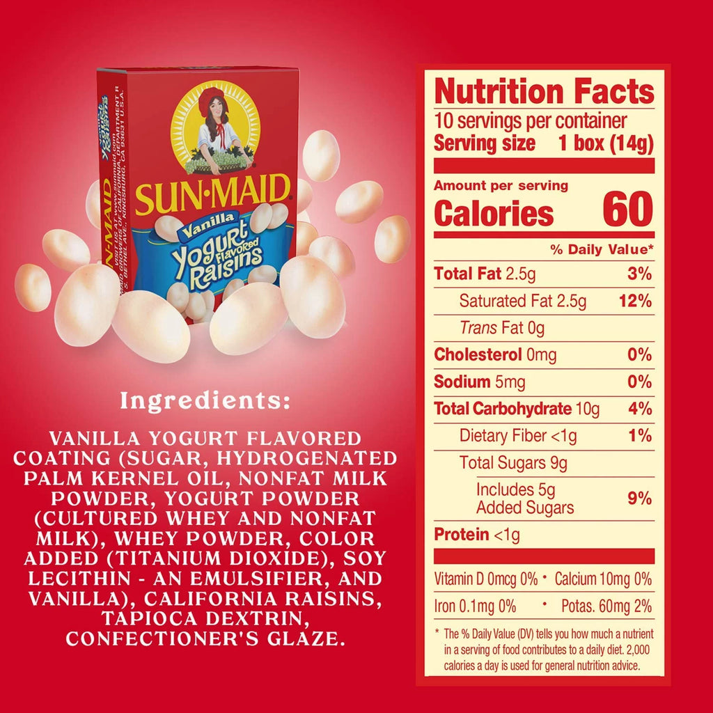 Vanilla Yogurt Covered Raisins Mini Snack Packs W3144
