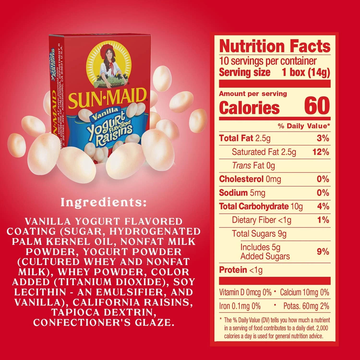 Vanilla Yogurt Covered Raisins Mini Snack Packs W3144
