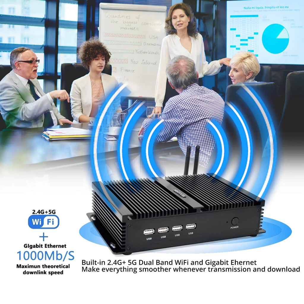 Fanless Mini PC Intel Core i5 8GB 512GB 4K HDMI WiFi J60380