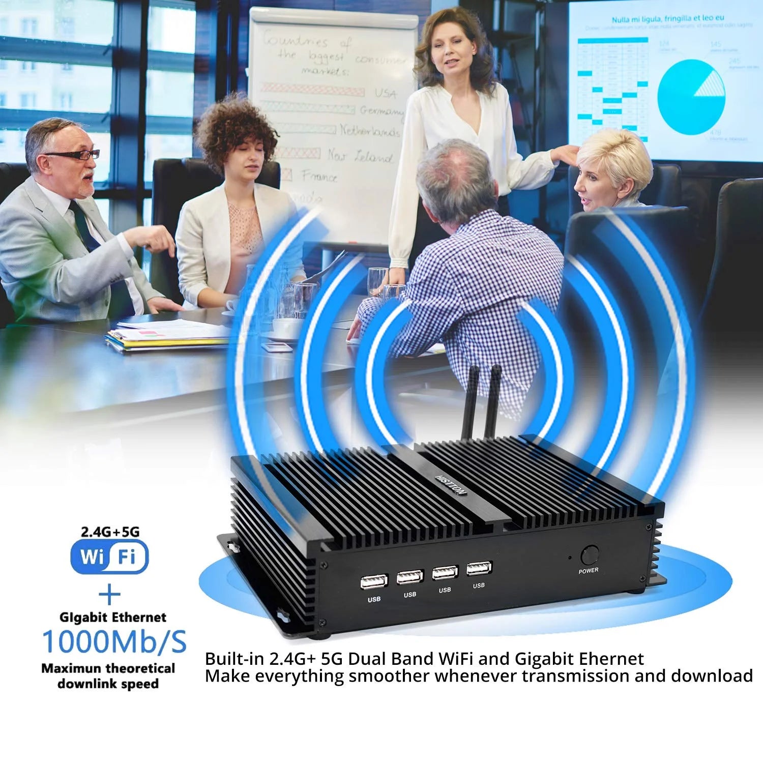 Fanless Mini PC Intel Core i5 8GB 512GB 4K HDMI WiFi J60380
