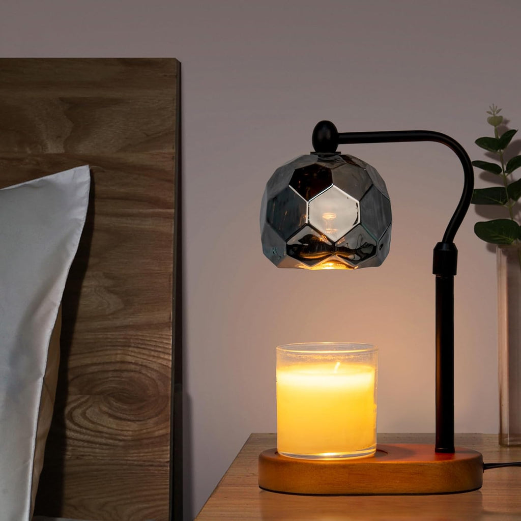 Candle Warmer Lamp with Timer, Adjustable Dimmer and Height, Wooden Base C5110