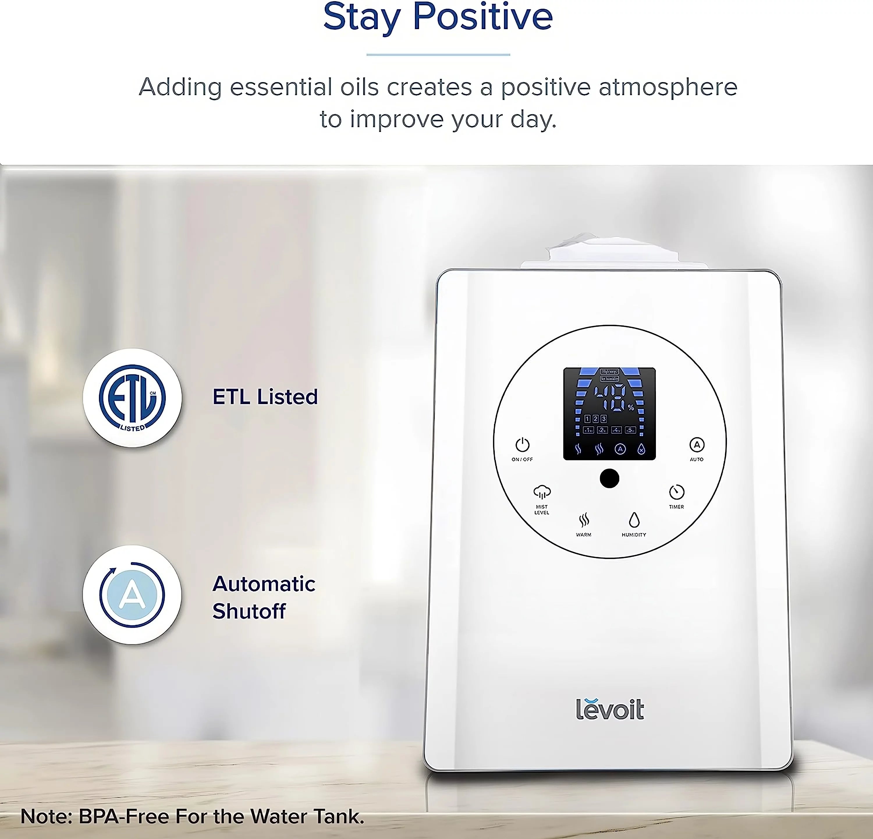 Warm and Cool Mist Humidifier, 6L, 753 sq ft E9452