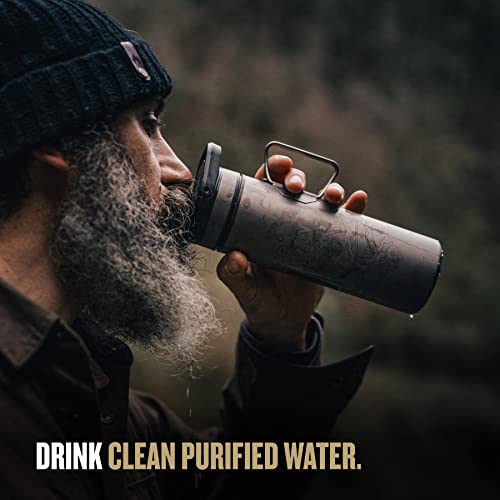 Titanium Water Purifier Filter Bottle 16.9 oz for Hiking Travel S49394