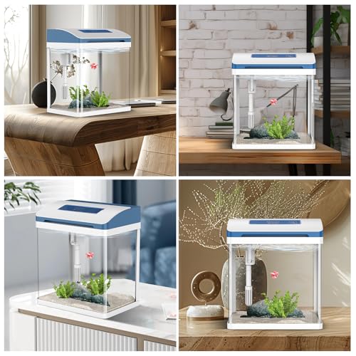 Self-Cleaning 2 Gallon Glass Betta Fish Tank Starter Kit with Adjustable Light L706