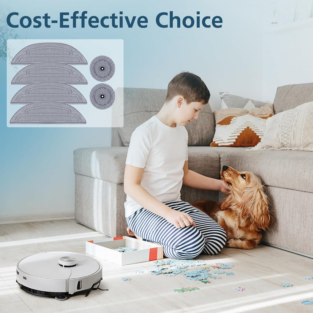 6 Pack Mop Pads for S8 MaxV Ultra Robot Vacuum Cleaner, Microfiber Cloths with Sonic Vibration A24107