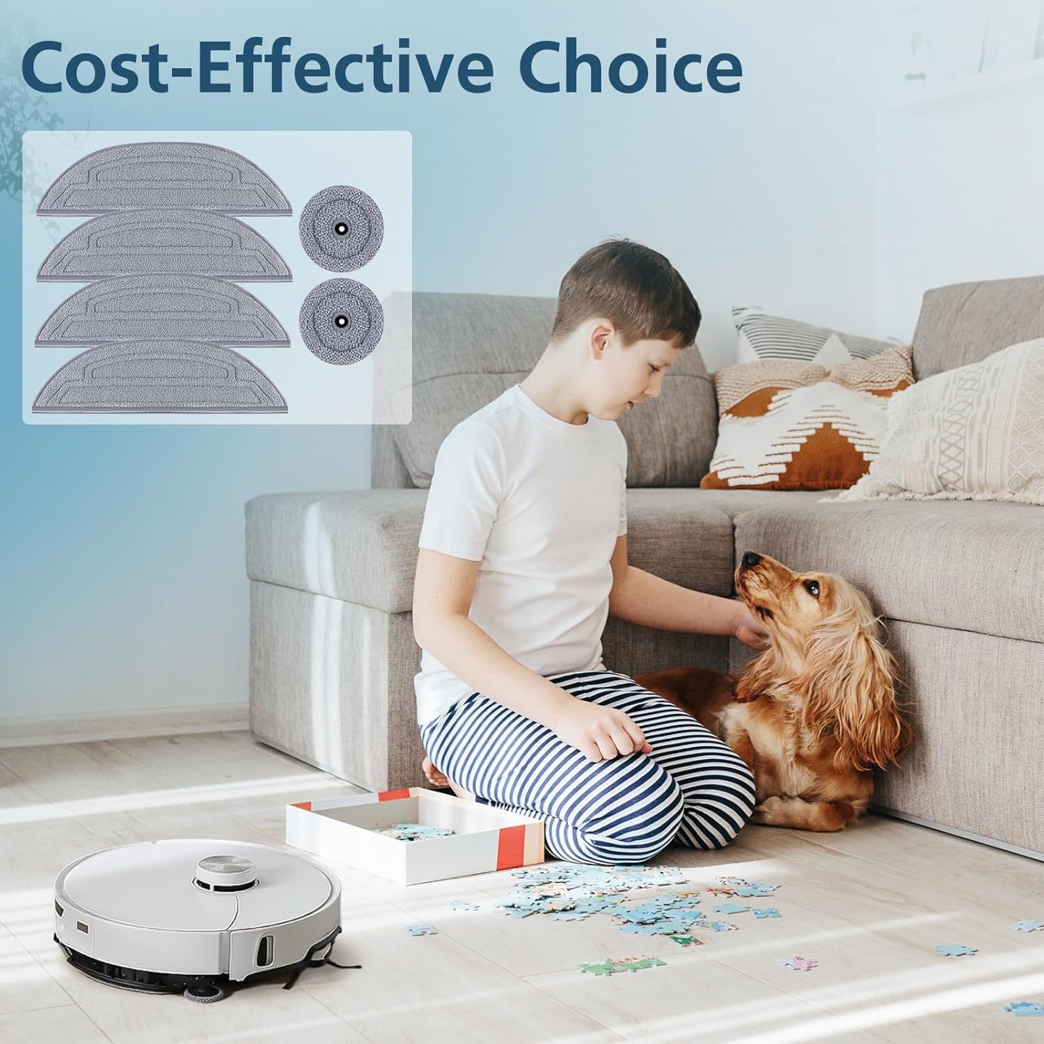 6 Pack Mop Pads for S8 MaxV Ultra Robot Vacuum Cleaner, Microfiber Cloths with Sonic Vibration A24107