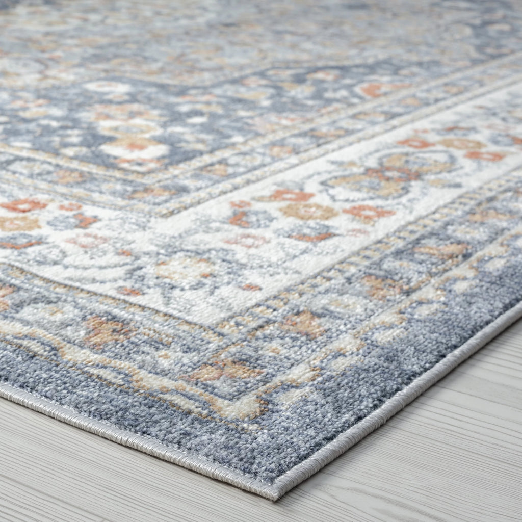 5x8 Medallion Area Rug, Navy and Gray R966