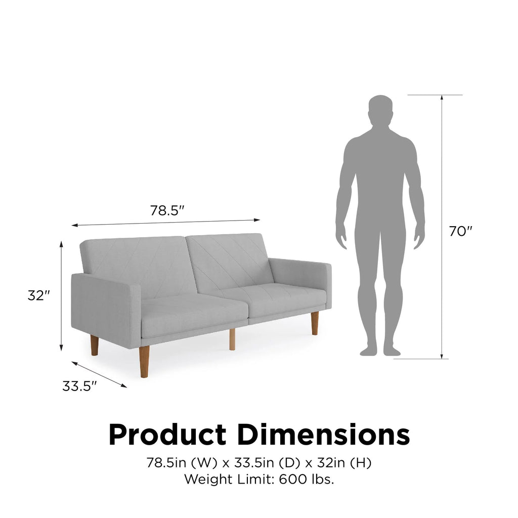 Convertible Sofa Bed with USB Port, Light Gray Linen H2178