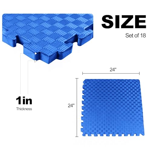 Interlocking Foam Gym Flooring Mat, 1 Inch Thick, 6 Tiles, Black C4472
