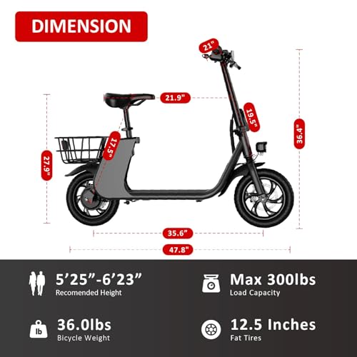 Electric Scooter with Seat, 20 Miles Range, Foldable for Adults L772606
