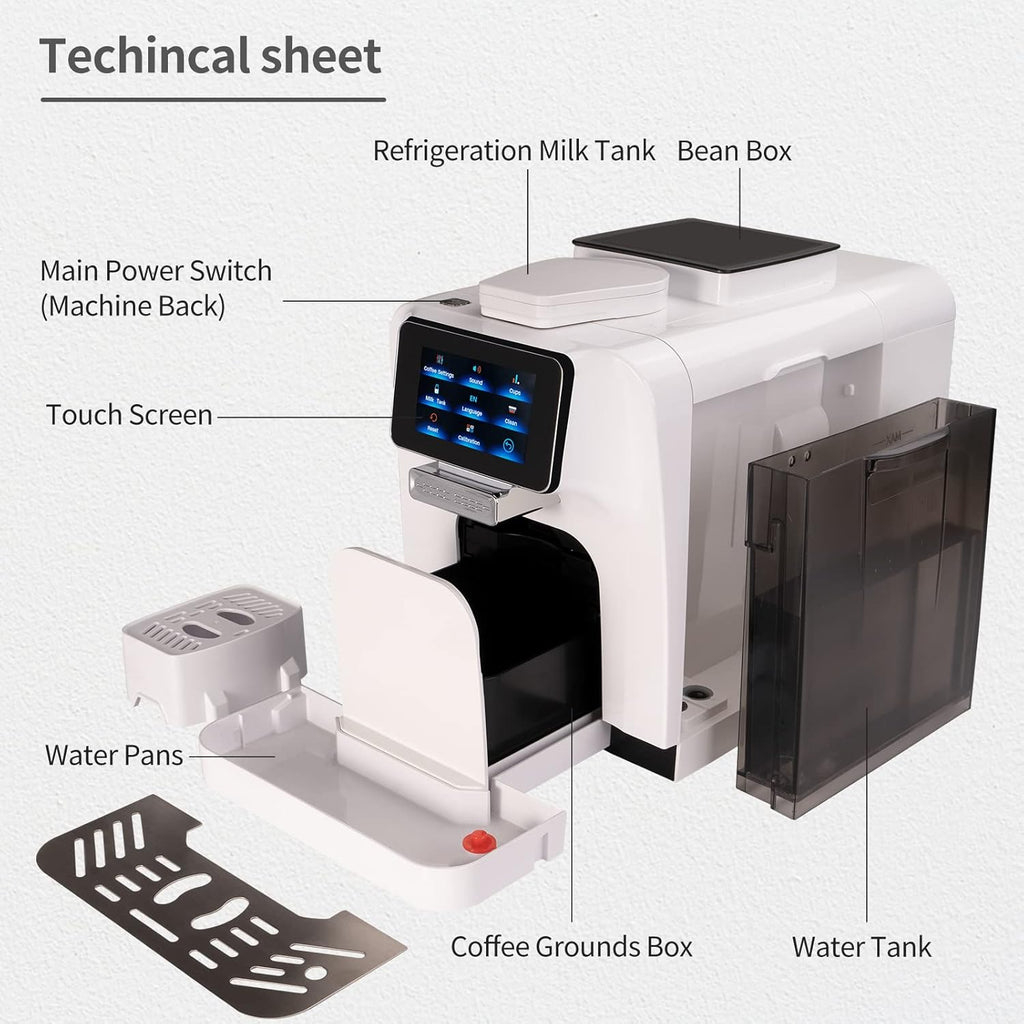 Automatic Espresso Coffee Machine with Milk Jug and Built-in Refrigerator P749660