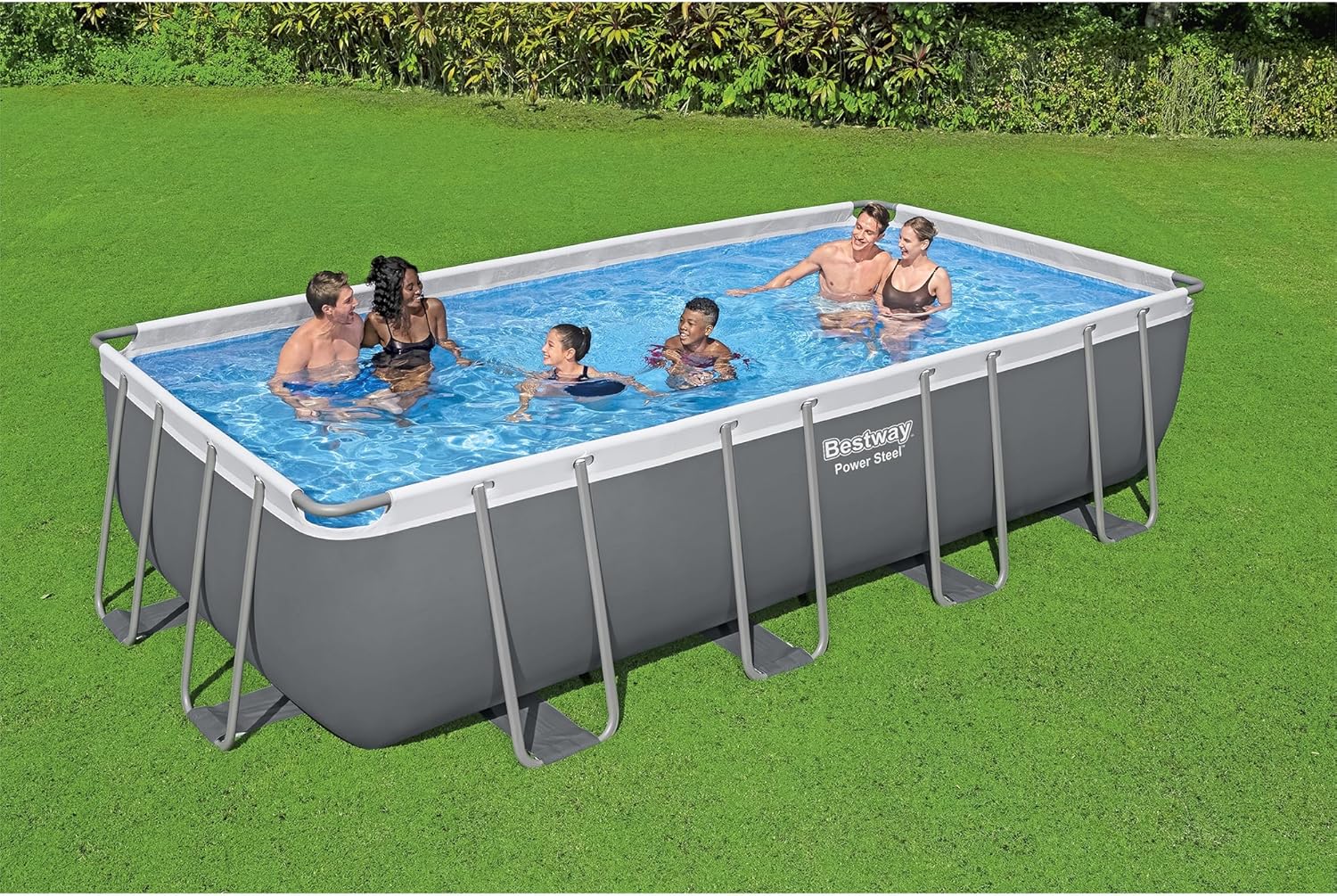 Rectangular Above Ground Swimming Pool Set with Sand Filter Pump M7296