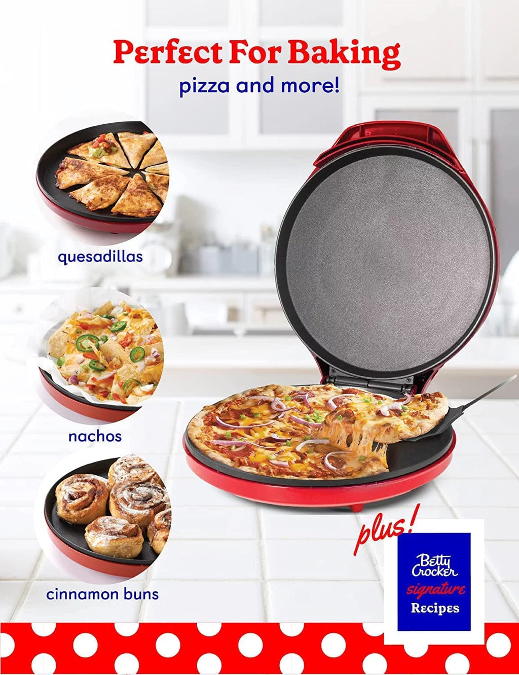 Countertop Pizza Maker with Pizza Cutter and Parchment Paper V8372