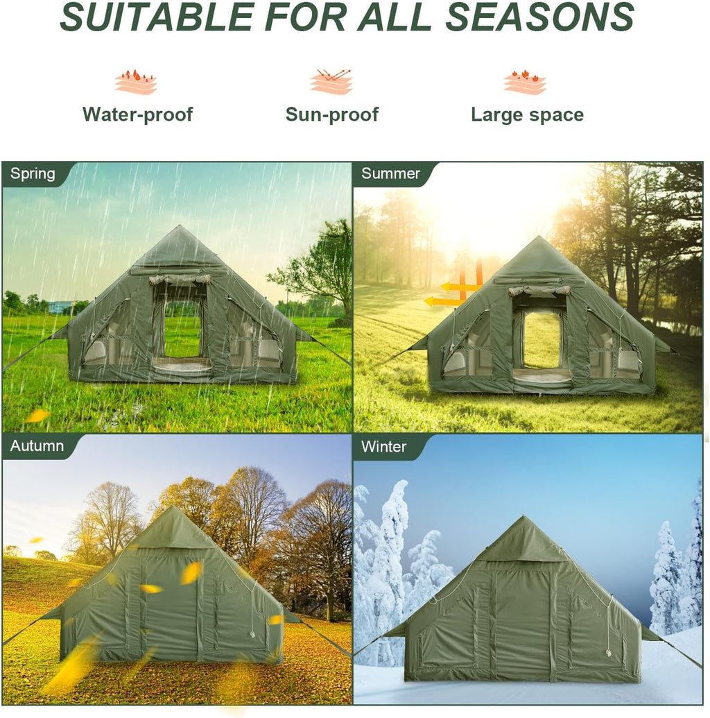 Inflatable Camping Tent with Pump and Stove Jack, 4-6 Person, Waterproof N69712