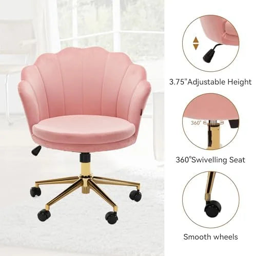 Velvet Swivel Vanity Chair with High Backrest and Wheels N583290
