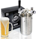 NutriChef Pressurized Growler Tap System, 64oz Stainless Steel Mini Keg Dispenser Portable Kegerator Kit, Co2 Pressure Regulator Keeps Carbonation for Craft Beer, Draft and Homebrew