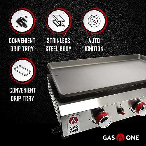 26 Inch Flat Top Gas Grill with 3 Burners for RV Camping Y16043