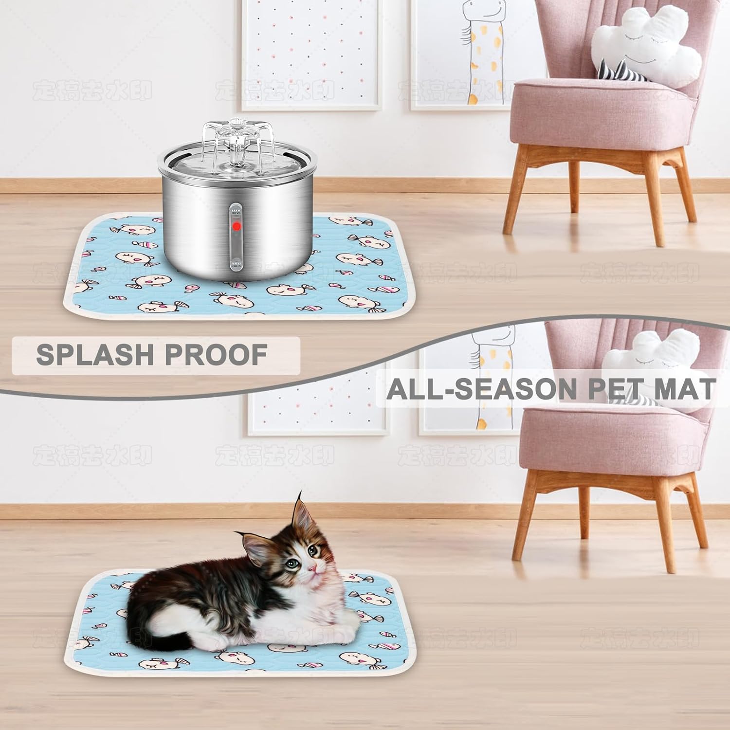 Stainless Steel Cat Water Fountain with Quiet Pump, 67oz O79662