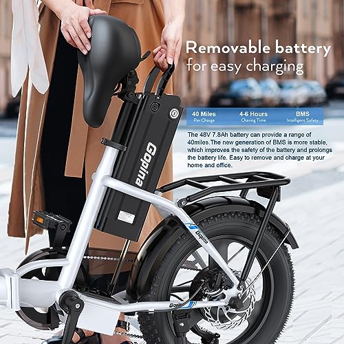 Electric Bike 16" Fat Tire 350W Step Thru 48V Removable Battery U460