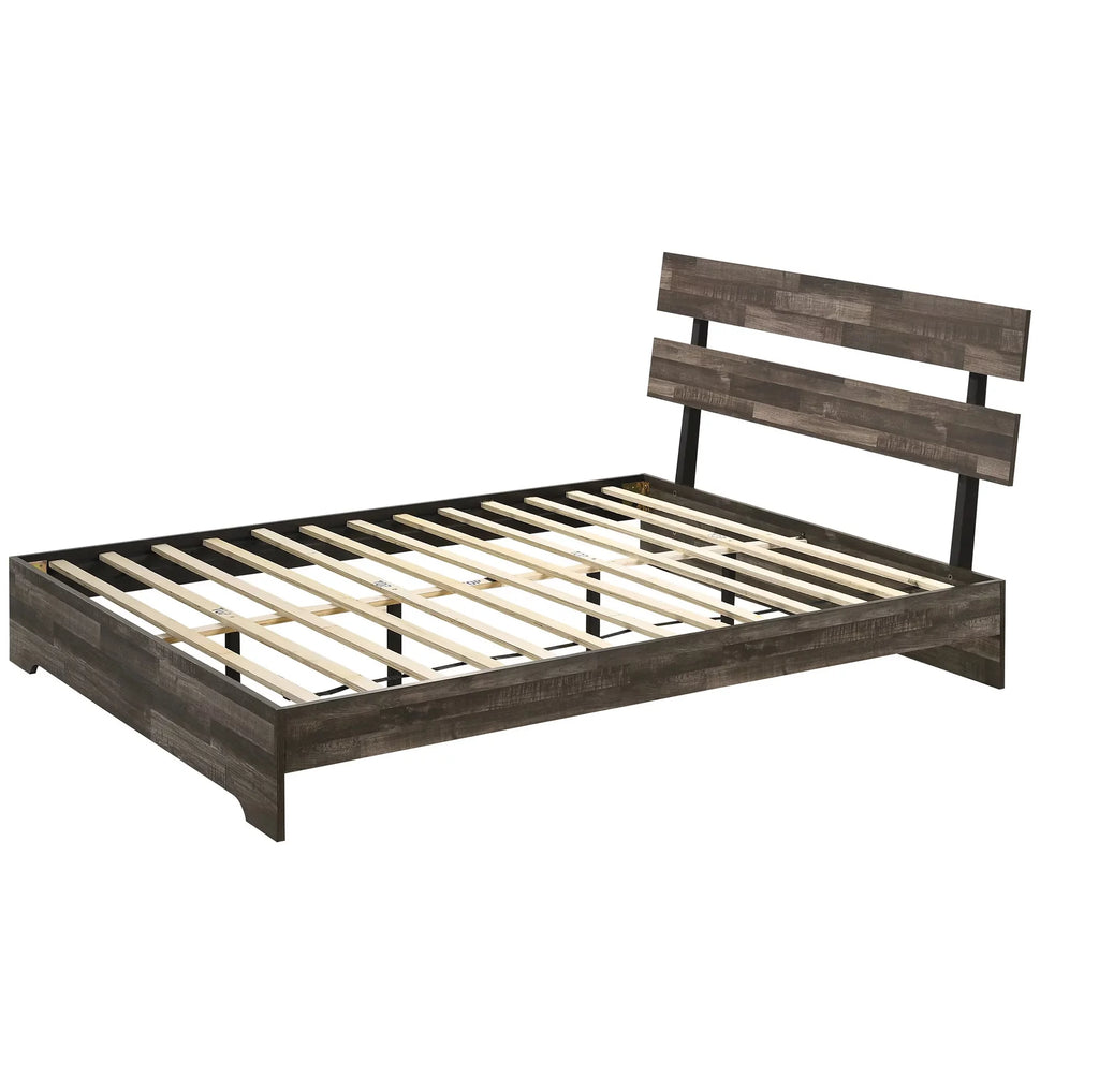 Queen Size Platform Bedroom Set with Dresser, Mirror and Nightstand A10276