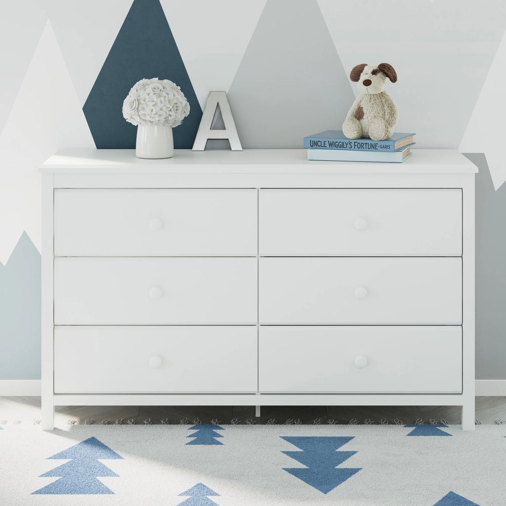 6 Drawer Kids Double Dresser, White T43969