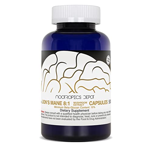 Lion's Mane Mushroom Capsules 8:1 Dual Extract 500mg 60 Count R966