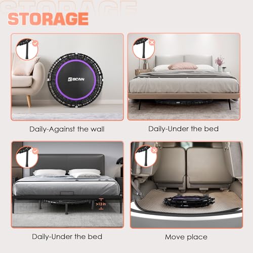 Foldable Mini Trampoline for Adults, 40/48 Inch Indoor Exercise Rebounder N9596