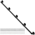 Willstar 3FT Industrial Staircase Handrail Non-Slip Pipe Bar Foot Rail Wall Mount Stair Rail Vintage Grab Bar for Steps Black Iron Pipe Handrail for Outdoor Indoor Stairs Loft Porch Hand Rail (3ft)