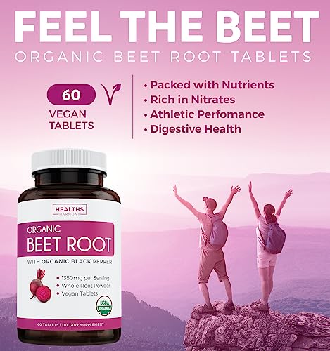 Organic Beet Root Powder Supplement with Black Pepper, 120 Tablets R8567