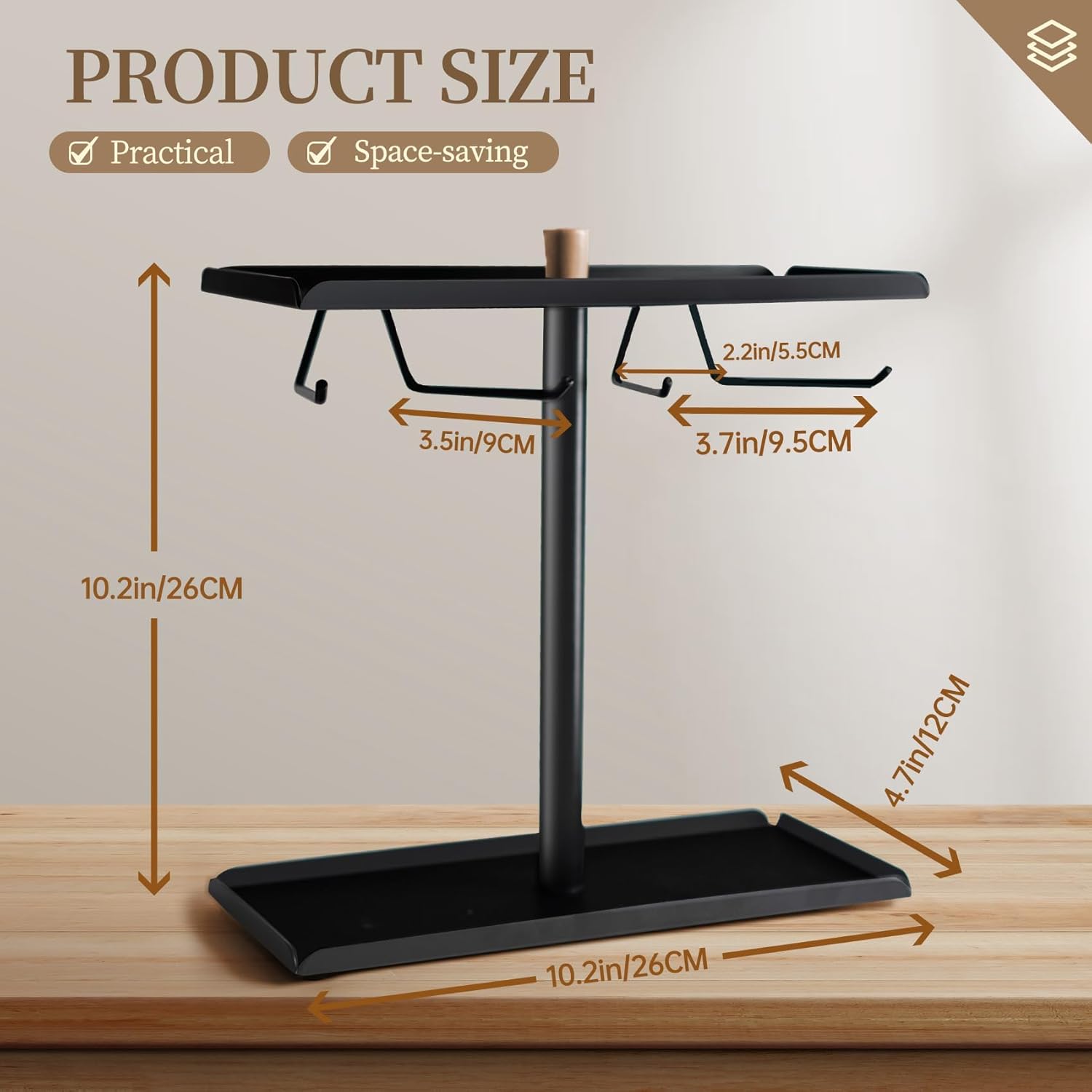 Metal Coffee Caddy Stand for AeroPress XL and Accessories, Black G844
