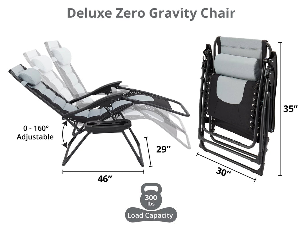 Oversized Padded Folding Lounge Chair with Adjustable Headrest C1410