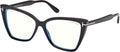 Tom Ford Eyeglasses FT 5844 -B 001 Shiny Black, t Logo/Blue Block Lenses