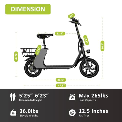 Foldable Electric Scooter for Adults with Seat and Basket M203932